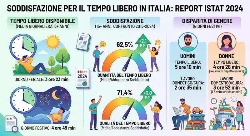 il tempo libero degli italiani nella rapporto Istat