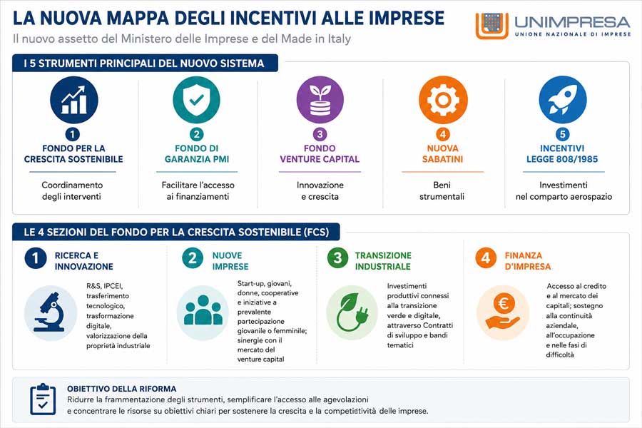 RIFORMA INCENTIVI RIDISEGNA AIUTI IMPRESE, NUOVO SISTEMA CON 5 STRUMENTI